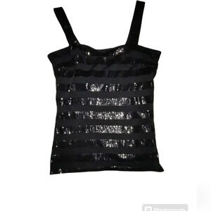 Cache Women's Dressy Stretchy Sequined Tank Top with Shelf Bra, S